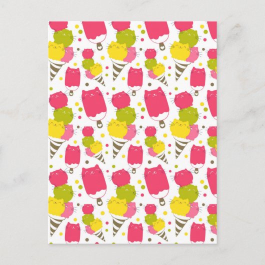 Cute Cat Ice Cream Briefkaart (Voorkant)