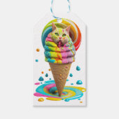 Cute Cat Ice Cream Cone kleurful Cadeaulabel (Voorkant)