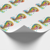 Cute Cat Ice Cream Cone kleurful Cadeaupapier (Hoek)