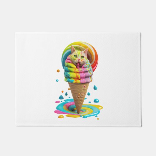 Cute Cat Ice Cream Cone kleurful Deurmat (Voorkant)