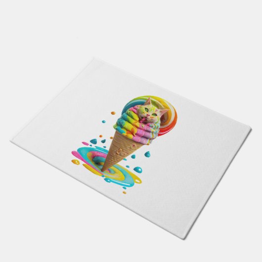 Cute Cat Ice Cream Cone kleurful Deurmat (Schuin)