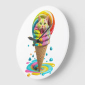Cute Cat Ice Cream Cone kleurful Grote Klok (Hoek)