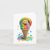 Cute Cat Ice Cream Cone kleurful Kaart (Voorkant)
