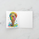 Cute Cat Ice Cream Cone kleurful Kaart (Binnen)