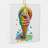 Cute Cat Ice Cream Cone kleurful Keramisch Ornament (Rechts)