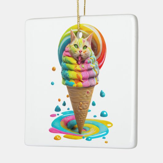 Cute Cat Ice Cream Cone kleurful Keramisch Ornament (Links)