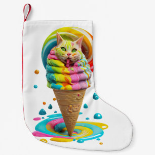Cute Cat Ice Cream Cone kleurful Kleine Kerstsok