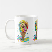 Cute Cat Ice Cream Cone kleurful Koffiemok (Links)