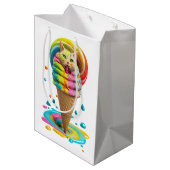 Cute Cat Ice Cream Cone kleurful Medium Cadeauzakje (Achterkant Gekanteld)