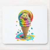 Cute Cat Ice Cream Cone kleurful Muismat (Voorkant)