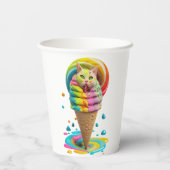 Cute Cat Ice Cream Cone kleurful Papieren Bekers (Achterkant)