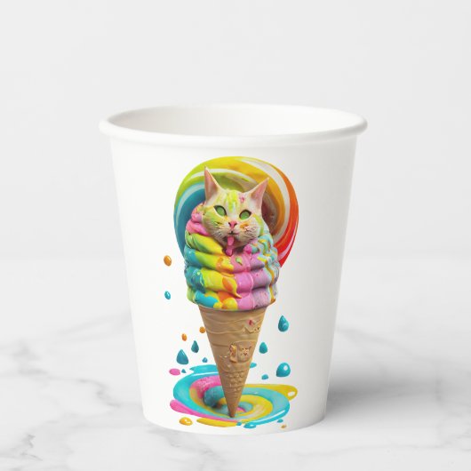 Cute Cat Ice Cream Cone kleurful Papieren Bekers (Voorkant)