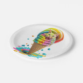 Cute Cat Ice Cream Cone kleurful Papieren Bordje (Gekanteld)