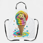 Cute Cat Ice Cream Cone kleurful Schort (Voorkant)