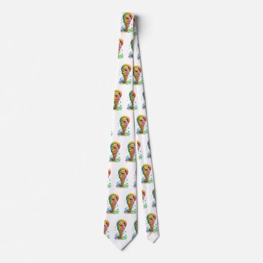 Cute Cat Ice Cream Cone kleurful Stropdas (Voorkant)