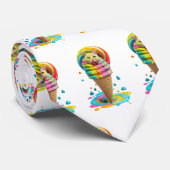 Cute Cat Ice Cream Cone kleurful Stropdas (Opgerold)