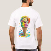 Cute Cat Ice Cream Cone kleurful T-shirt (Achterkant)