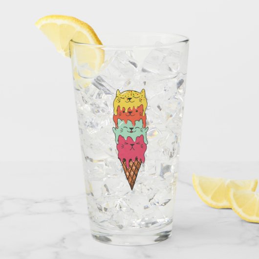 Cute Cat Ice Cream | Kawaii Kittens Glas (Voorkant ijs)