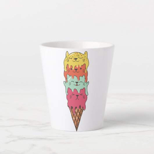 Cute Cat Ice Cream | Kawaii Kittens Latte Mok (Voorkant)