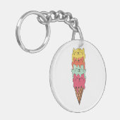 Cute Cat Ice Cream | Kawaii Kittens Sleutelhanger (Voorkant Links)