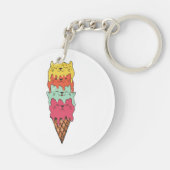 Cute Cat Ice Cream | Kawaii Kittens Sleutelhanger (Achterkant)