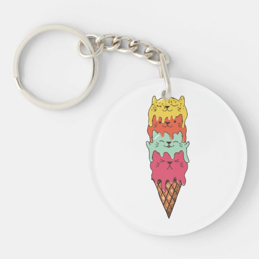 Cute Cat Ice Cream | Kawaii Kittens Sleutelhanger (Voorkant)