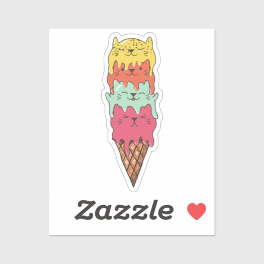 Cute Cat Ice Cream | Kawaii Kittens Sticker (Vel)