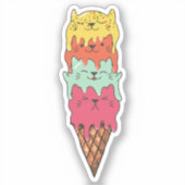 Cute Cat Ice Cream | Kawaii Kittens Sticker (Voorkant)