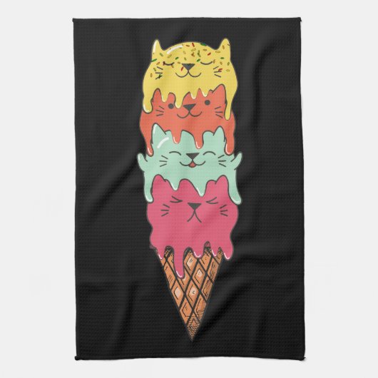 Cute Cat Ice Cream | Kawaii Kittens Theedoek (Verticaal)