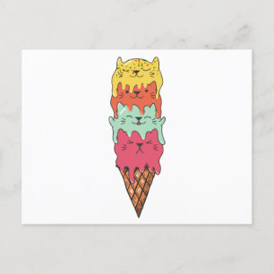 Cute Cat Ice Cream Kitten Feestdagenkaart