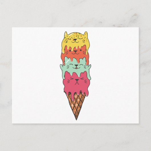 Cute Cat Ice Cream Kitten Feestdagenkaart (Voorkant)