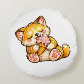 Cute Cat Ice Cream Rond Kussen (Achterkant)