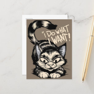Cute Cat ik doe wat ik wil Briefkaart