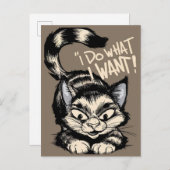 Cute Cat ik doe wat ik wil Briefkaart (Voorkant / Achterkant)