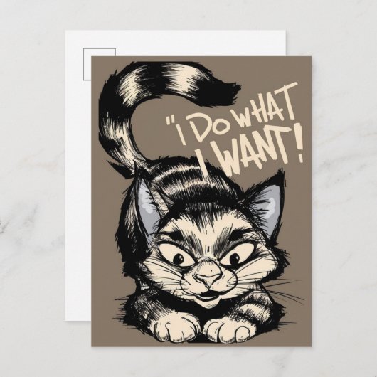 Cute Cat ik doe wat ik wil Briefkaart (Voorkant / Achterkant)