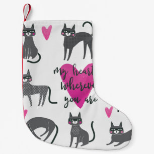 Cute cat-illustratie. liefdesbrieven kleine kerstsok