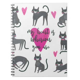 Cute cat-illustratie. liefdesbrieven notitieboek