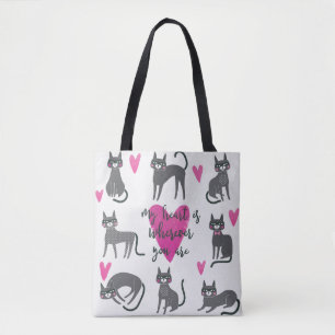 Cute cat-illustratie. liefdesbrieven tote bag