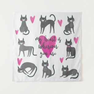 Cute cat-illustratie. liefdesbrieven wandkleed