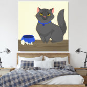 Cute Cat Illustration Canvas Afdruk (Insitu (Slaapkamer))