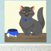 Cute Cat Illustration Canvas Afdruk (Insitu (Houten vloer))