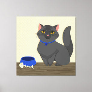 Cute Cat Illustration Canvas Afdruk