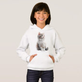 Cute Cat Illustration Girls' Turtle Neck Sweater  (Voorkant volledig)