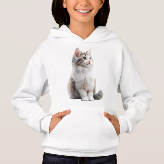 Cute Cat Illustration Girls' Turtle Neck Sweater  (Voorkant)