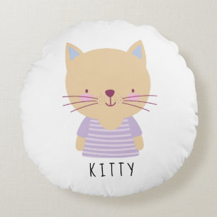 Cute Cat Illustration - ronde Pillow Rond Kussen