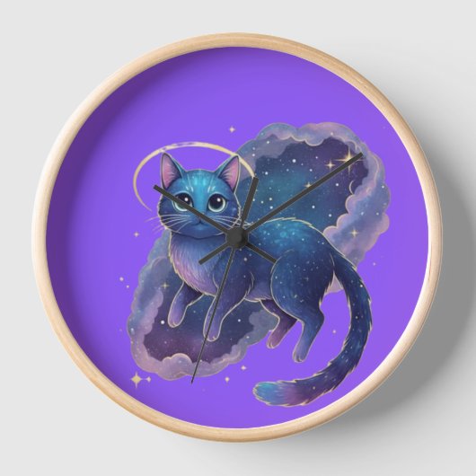 Cute Cat Illustration Wall Clock (Voorkant)