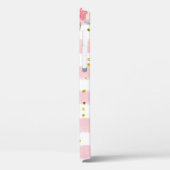 Cute Cat Illustration White roze Stripes Girl Case-Mate iPhone Case (Achterkant / Links)