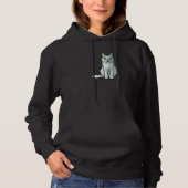 Cute Cat Illustration with Green and Blue Eyes Hoodie (Voorkant)