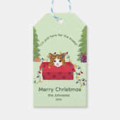 Cute Cat in a Box Here for the Boxes Christmas Cadeaulabel (Voorkant)