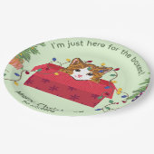 Cute Cat in a Box Here for the Boxes Christmas Papieren Bordje (Gekanteld)